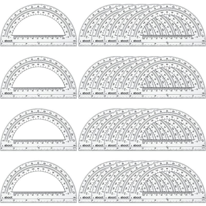 EBOOT 24 Pack Plastic Protractors Math Protractor 180 Degrees 6 Inch (Clear) - Image 1