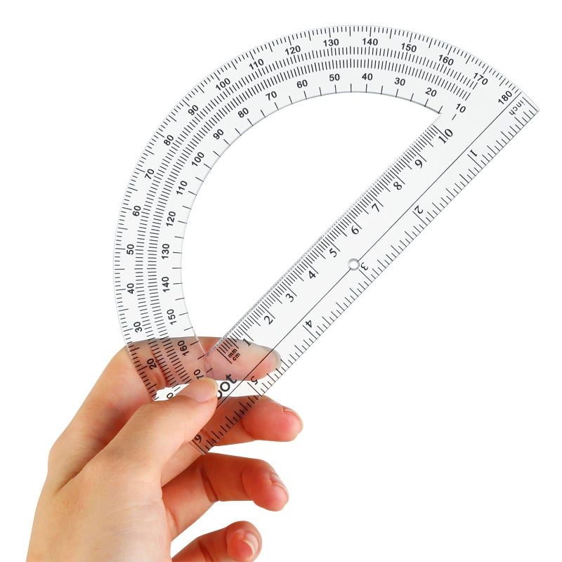EBOOT 24 Pack Plastic Protractors Math Protractor 180 Degrees 6 Inch (Clear) - Image 4