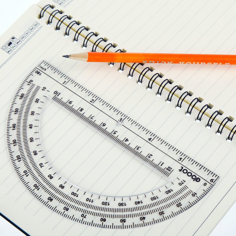 EBOOT 24 Pack Plastic Protractors Math Protractor 180 Degrees 6 Inch (Clear) - Image 5