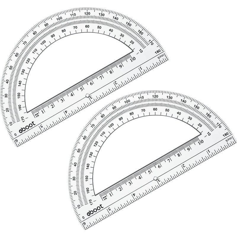 EBOOT 24 Pack Plastic Protractors Math Protractor 180 Degrees 6 Inch (Clear) - Image 3