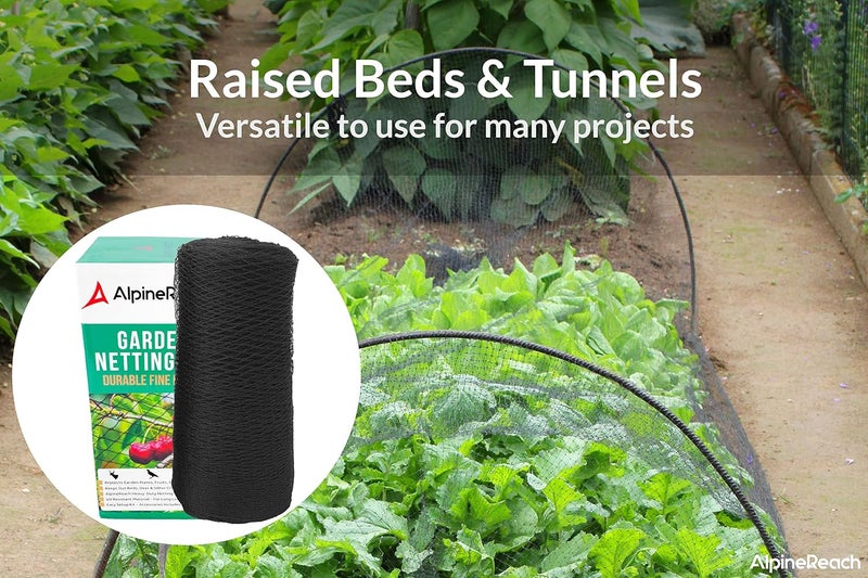 AlpineReach Garden Netting 7.5 x 100 ft Heavy Duty Bird Net, Deer, Plant Protection Extra Strong Woven Mesh, Reusable Kit with Zip Ties, Animal Fencing for Fruits Trees, Black - Image 4