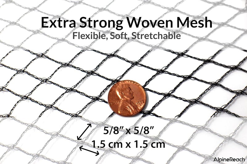 AlpineReach Garden Netting 7.5 x 100 ft Heavy Duty Bird Net, Deer, Plant Protection Extra Strong Woven Mesh, Reusable Kit with Zip Ties, Animal Fencing for Fruits Trees, Black - Image 3