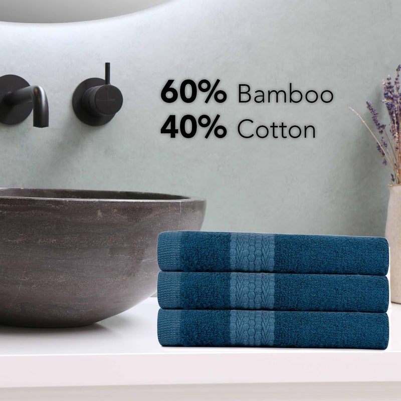 BePlush Bamboo Face Towel Set of 6 Ultra Soft Absorbent Quick Dry Towels for Facewash Gym Travel Spa Sensitive Skin Friendly Face Towel for Women Men 450 GSM 30x30 Cms Aqua Blue - Image 2