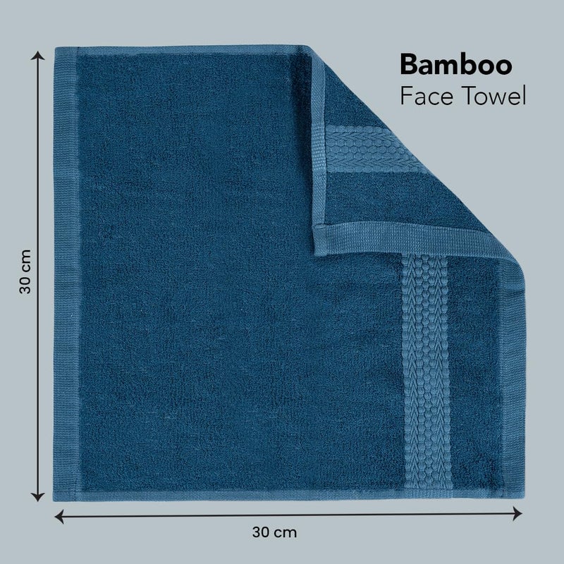 BePlush Bamboo Face Towel Set of 6 Ultra Soft Absorbent Quick Dry Towels for Facewash Gym Travel Spa Sensitive Skin Friendly Face Towel for Women Men 450 GSM 30x30 Cms Aqua Blue - Image 5