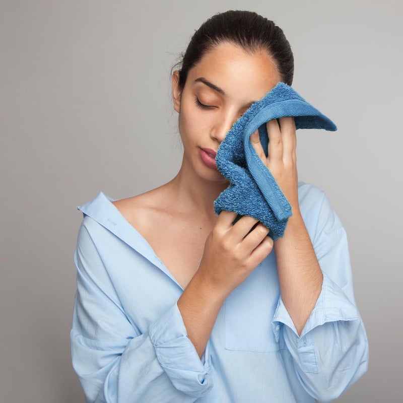 BePlush Bamboo Face Towel Set of 6 Ultra Soft Absorbent Quick Dry Towels for Facewash Gym Travel Spa Sensitive Skin Friendly Face Towel for Women Men 450 GSM 30x30 Cms Aqua Blue - Image 4