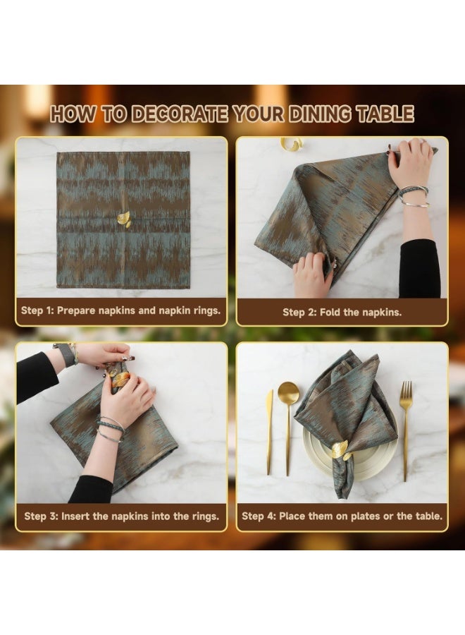6 حلقات مناديل (Napkin Rings) – حلقات مناديل ذهبية لامعة، ناعمة وسهلة العناية، مصنوعة من معدن صلب بتصميم ورق الغار الأنيق، مثالية لتزيين طاولات الطعام بإطلالة فاخرة وأنيقة. مناسبة للاستخدام في الحفلات، حفلات الزفاف، المناسبات، والهدايا للمنازل الجديدة، وتُباع كطقم أنيق يضيف لمسة راقية لديكور الطاولة في مختلف المناسبات. - Image 5