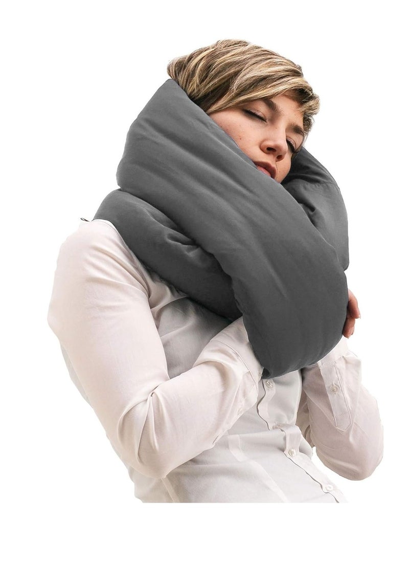 KASTWAVE Infinity Pillow - Home Travel Soft Neck Scarf Support Sleep for Flights Train (Grey)  - Image 1