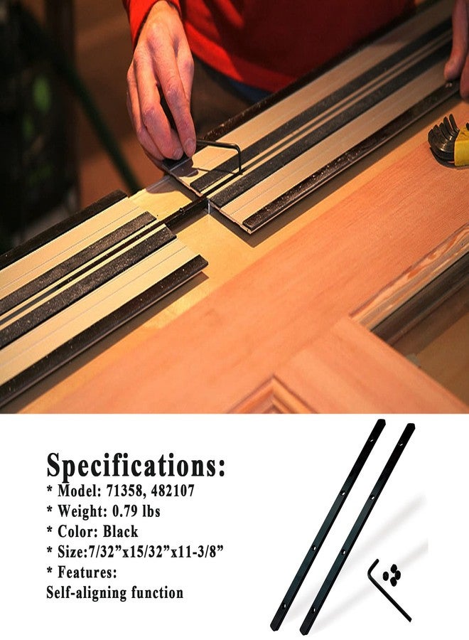 Hawmow WOUILNIA Guide Rail Connector Kit 71358 for Festool Track Saw Long Cuts, 482107 Also Compatible with Makita, Fit for DeWalt, Triton in Integrated Guide Rail T-Slots for Secure Cutting, 2 Pack, Black - Image 3