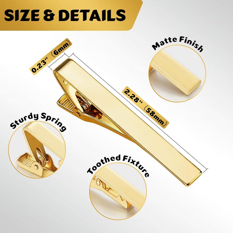 Roctee Tie Clips for Men, 3 Pack Classic Tie Clip Silver Gold Black Necktie Tie Bar Pinch Clips Suitable For Wedding Anniversary Business - Image 2