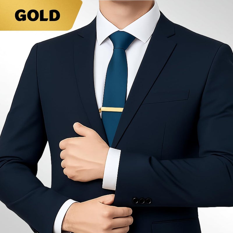 Roctee Tie Clips for Men, 3 Pack Classic Tie Clip Silver Gold Black Necktie Tie Bar Pinch Clips Suitable For Wedding Anniversary Business - Image 3