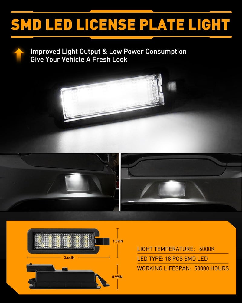 LESAUCE LED License Plate Light For 2015-2023 Dodge Charger Challenger Chrysler 300 Pacifica Jeep Compass, 6000K White, Tag Lamp Assembly Replacement, Pack of 1 - Image 3