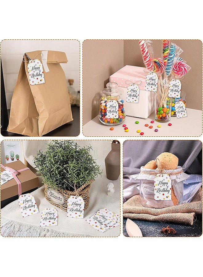 إم إكس إن علامات هدايا عيد ميلاد سعيد - 50 قطعة من بطاقات الهدايا الورقية ذات النقاط الملونة، ملصقات هدايا لتزيين حفلات أعياد الميلاد - Image 4