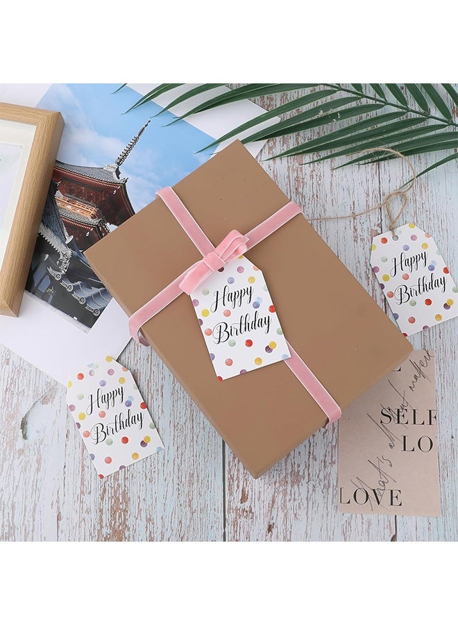 إم إكس إن علامات هدايا عيد ميلاد سعيد - 50 قطعة من بطاقات الهدايا الورقية ذات النقاط الملونة، ملصقات هدايا لتزيين حفلات أعياد الميلاد - Image 5