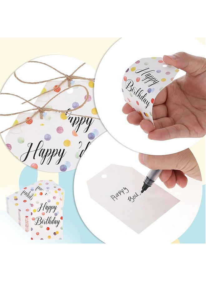 إم إكس إن علامات هدايا عيد ميلاد سعيد - 50 قطعة من بطاقات الهدايا الورقية ذات النقاط الملونة، ملصقات هدايا لتزيين حفلات أعياد الميلاد - Image 3