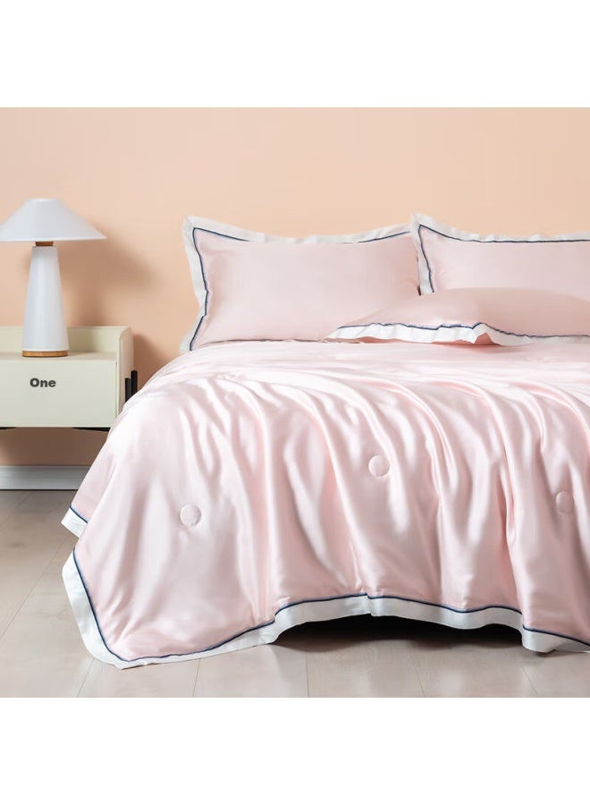 La Torretta Air Conditioning Quilt, Summer Cool Quilt, Washable, 80-count Lenzing Tencel Ice Silk Thin Quilt Core, 150*200cm, Light Apricot Pink - Image 2