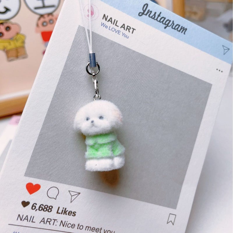 Resin Flocking Three-Dimensional Cartoon Cute Teddy Dog Key Chain Mobile Phone Pendant Diy Jewelry Pendant - Image 1