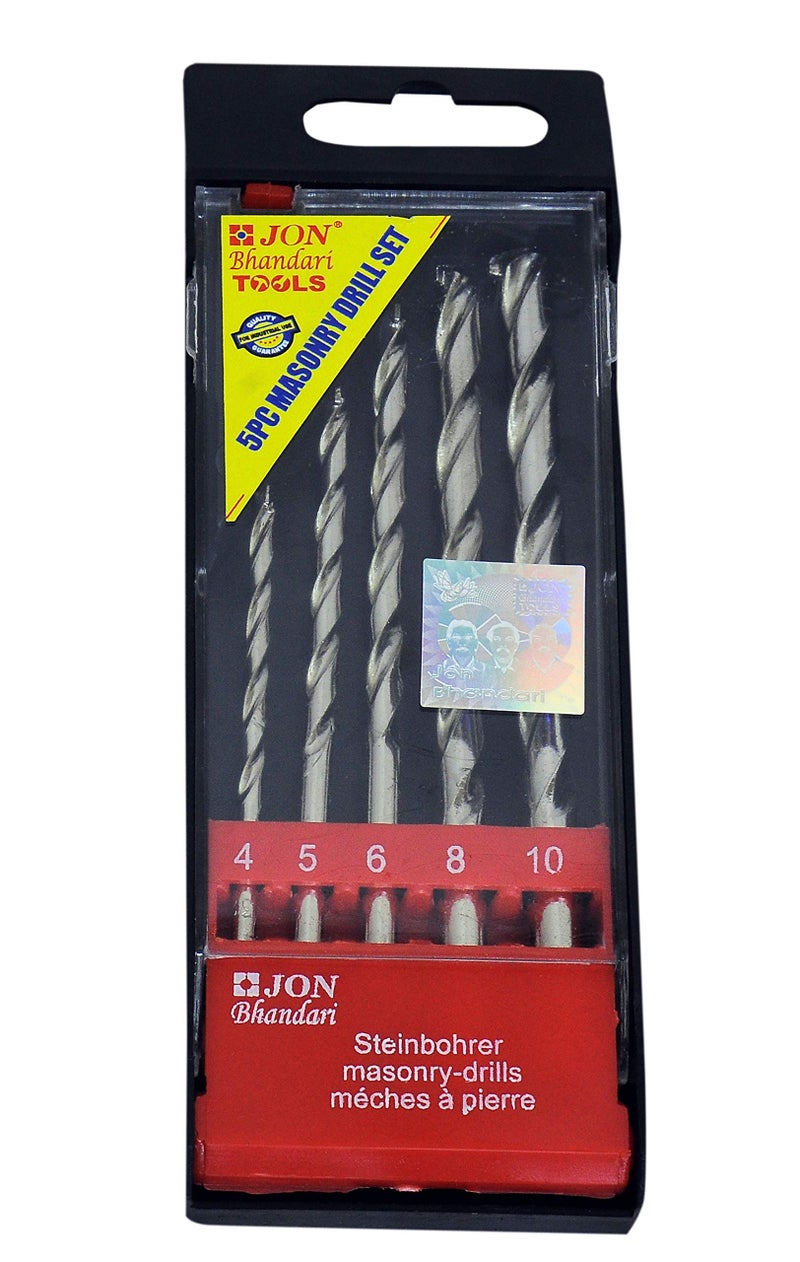 Jon Bhandari Tools Combo Drill Bit Set – 5pcs Masonry Drill Bits for Wall, Brick, Block & 13pcs HSS Bits for Metal (Non-Steel), Wood & Plastic | Hardened Steel, Sharp & Durable for DIY & Home Use - Image 3