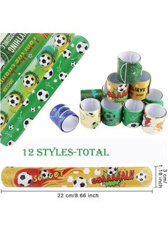 Mr. Penda 12 Pcs Soccer Slap Bracelets, Football Slap Bracelets, Slap Bands Football Party Favors, Soccer Party Favors for Boys Girls, Soccer Party Decorations Theme Party Holiday  - Image 2