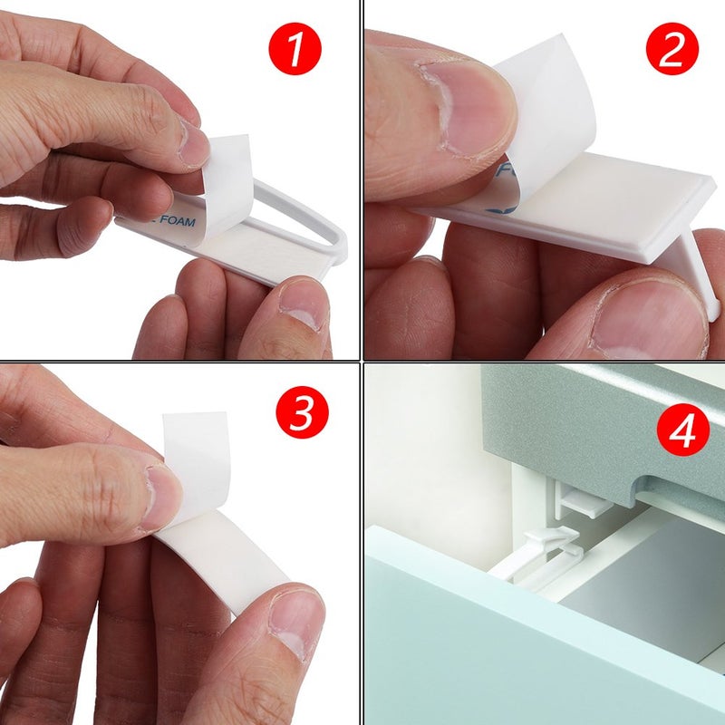 Hztyyier 4-Pack Baby Safety Drawer LockDrawer Lock Baby Proofing Lock with Adhesive Easy Installation - No Drilling or Extra Screws - Image 5