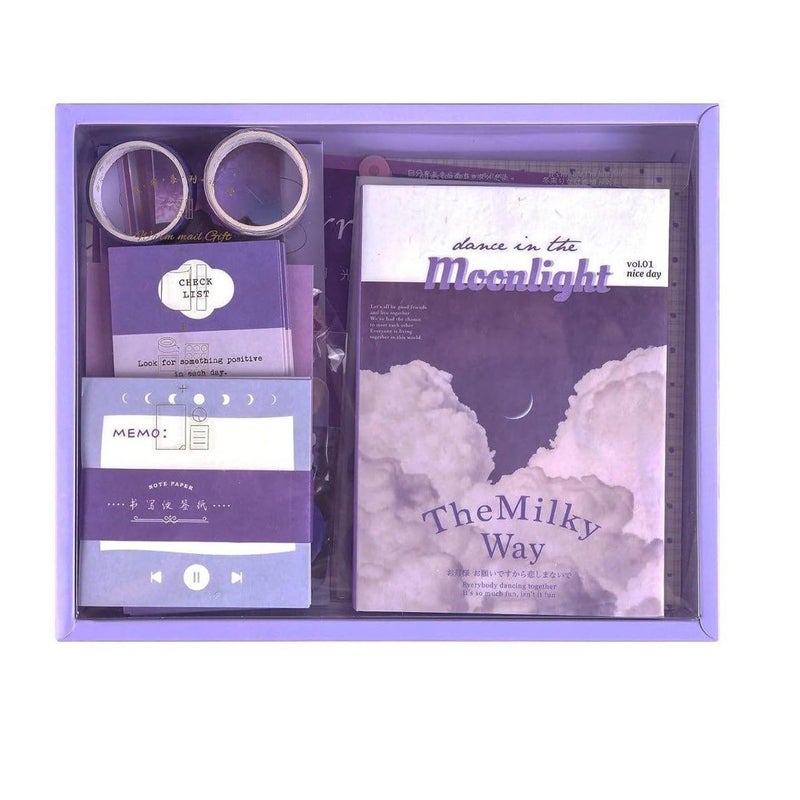 KPS Vintage Scrapbook Moonlight Set Decorative Paper with Planners Stickers for BulletJournalStationaryNotebook Supplies for College AlbumProject Set of 1Multicolor