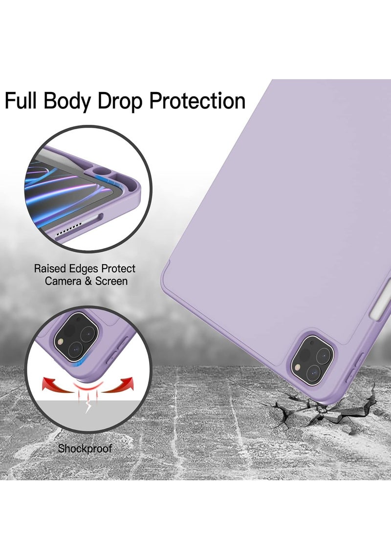 Case for iPad Pro 11 inch, 2022/2021/2020, Pencil Compatible, Auto Wake/Sleep Case (Light purple colour), TPU & PC - Image 4