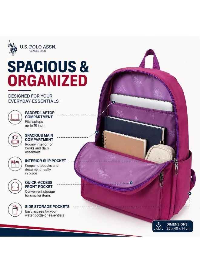 U.S. Polo Assn.  U.S. Polo Assn. Classic Wine Quilted Classic Backpack for School and Office MultiCompartment Bag for Campus  | Best Price UAE
