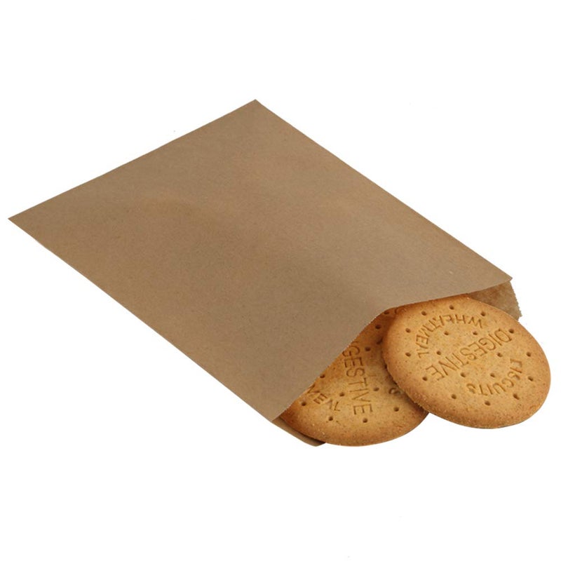 BagDream 55x775 Inches Kraft Paper Bags Pack of 100 Flat Greaseproof Brown Paper Bags Greaseproof Envelopes for Snack CookiePopcorn Candy Party Favor