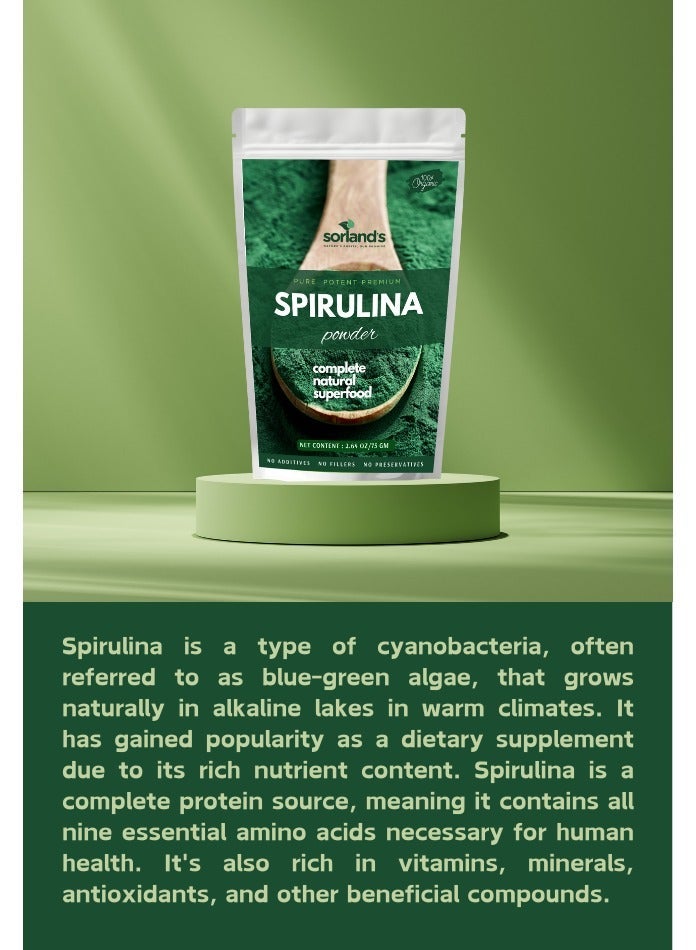 Sorland's Spirulina Powder -75 Gm Complete Natural Superfood - Image 4