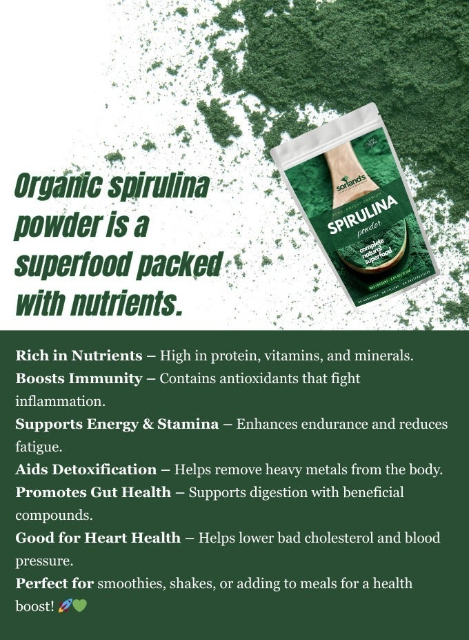 Sorland's Spirulina Powder -75 Gm Complete Natural Superfood - Image 2