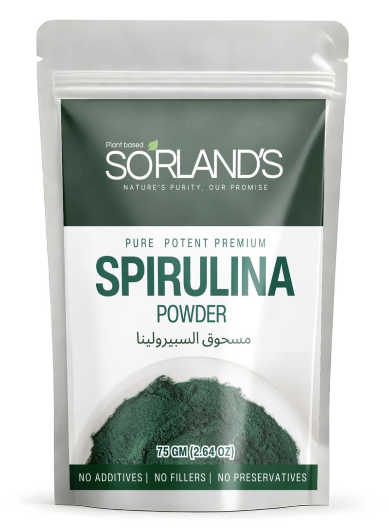 Sorland's Spirulina Powder -75 Gm Complete Natural Superfood - Image 1