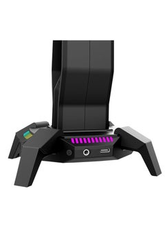 مارفو حامل سماعة الرأس Marvo HZ-10 RGB مع 3 منافذ USB 2.0 ومنفذ صوت - إضاءة RGB مع زر تحكم في الإضاءة بطول كابل 1.0 متر | بلاك  - Image 3