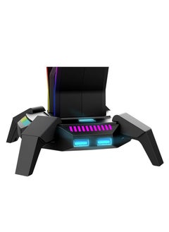 مارفو حامل سماعة الرأس Marvo HZ-10 RGB مع 3 منافذ USB 2.0 ومنفذ صوت - إضاءة RGB مع زر تحكم في الإضاءة بطول كابل 1.0 متر | بلاك  - Image 4