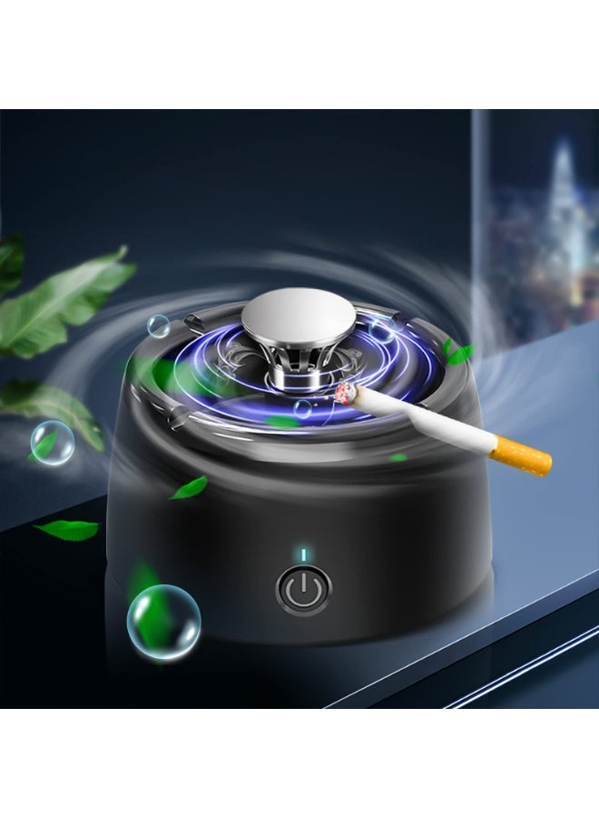 JZS Smokeless Ashtray, 2 in 1 Multifunctional Air Purifier Ashtray, Smart Filter Ashtray with Aromatherapy Tablets, Negative Ion Air Fresher Suitable with USB Charging for Office and Car (Black) - Image 1