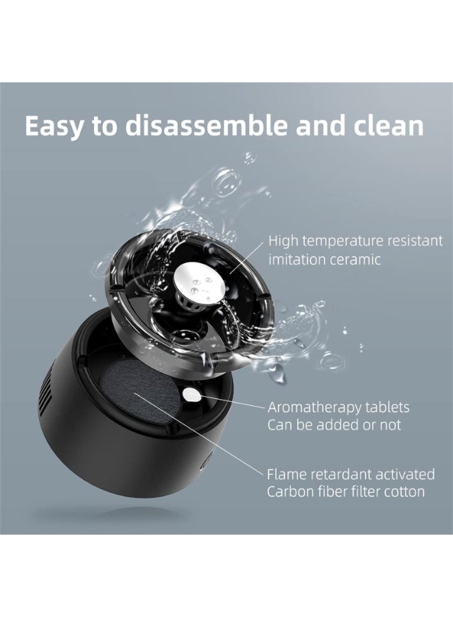 JZS Smokeless Ashtray, 2 in 1 Multifunctional Air Purifier Ashtray, Smart Filter Ashtray with Aromatherapy Tablets, Negative Ion Air Fresher Suitable with USB Charging for Office and Car (Black) - Image 4