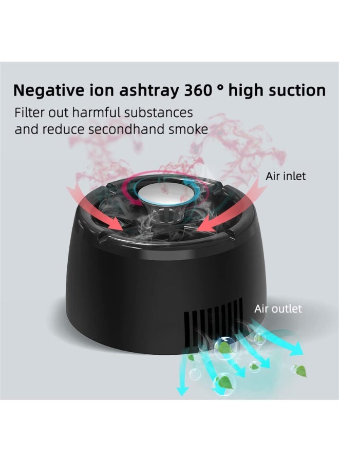 JZS Smokeless Ashtray, 2 in 1 Multifunctional Air Purifier Ashtray, Smart Filter Ashtray with Aromatherapy Tablets, Negative Ion Air Fresher Suitable with USB Charging for Office and Car (Black) - Image 2