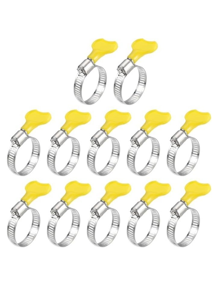 VITION 12pcs Steel Hose Clamps, Adjustable Pipe Clips with Plastic Handle for Securing Connections Gas Lines, Water, Oil Pipes (21-44mm) - Image 1