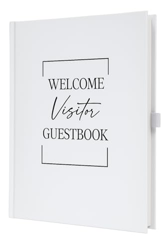Paper 'n Such Guest Book for Rental House - Vacation Home Welcome Log - Short Term Rentals, Airbnb Essentials for Hosts, Hardcover Welcome Log - 7.5x9 Off White Neutral Color - Image 1