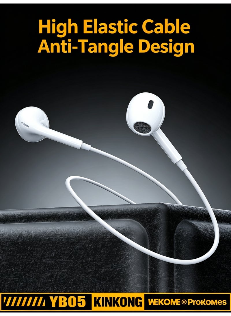 WEKOME Type-3.5mm Wired Earphones with Microphone and In-line Control, Half In-Ear HiFi Sound Wired Headphones for Smartphones and Digital Devices - Image 5