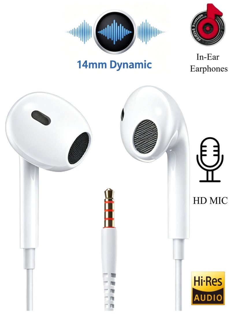 WEKOME Type-3.5mm Wired Earphones with Microphone and In-line Control, Half In-Ear HiFi Sound Wired Headphones for Smartphones and Digital Devices - Image 1