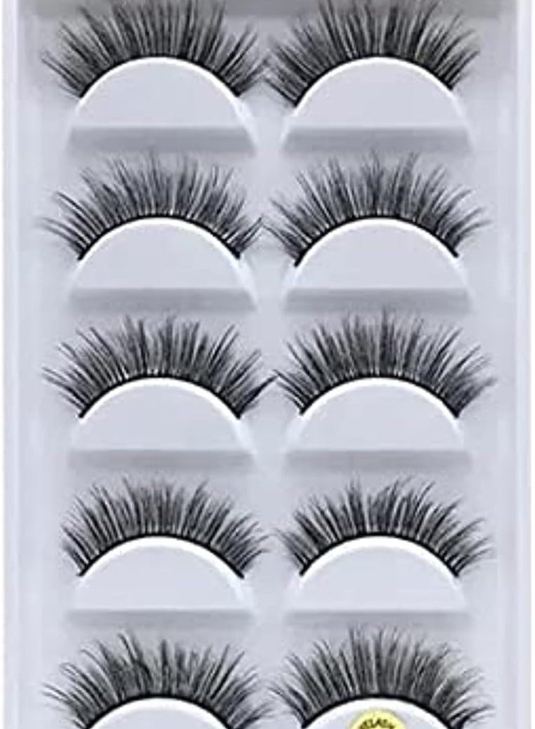 أوريتي رموش صناعية من OriTi Scent House، رموش صناعية ثلاثية الأبعاد من فرو المنك الصناعي، مصنوعة يدويًا، سميكة ومتقاطعة، رموش صناعية سوداء طبيعية رقيقة طويلة وناعمة قابلة لإعادة الاستخدام (5 أزواج) (F840) - Image 1