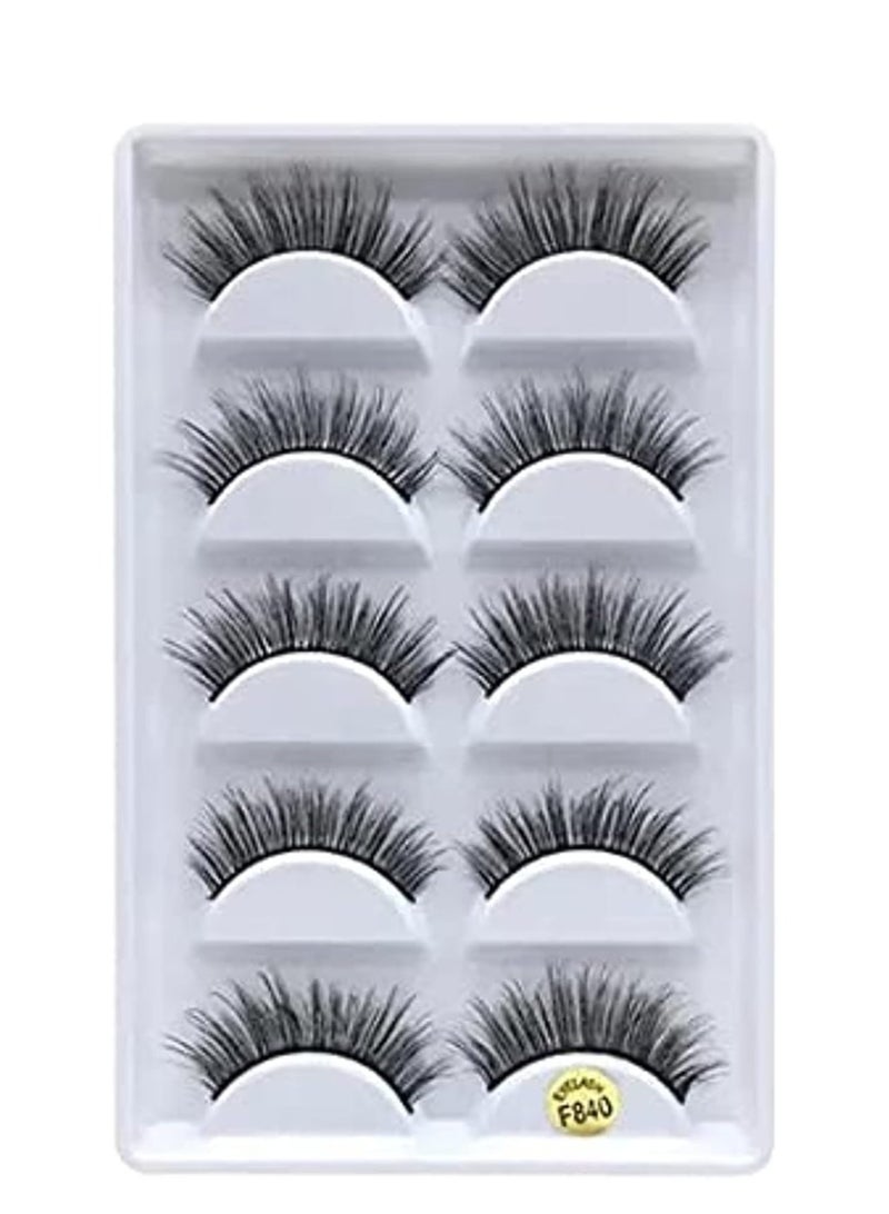 أوريتي رموش صناعية من OriTi Scent House، رموش صناعية ثلاثية الأبعاد من فرو المنك الصناعي، مصنوعة يدويًا، سميكة ومتقاطعة، رموش صناعية سوداء طبيعية رقيقة طويلة وناعمة قابلة لإعادة الاستخدام (5 أزواج) (F840) - Image 2