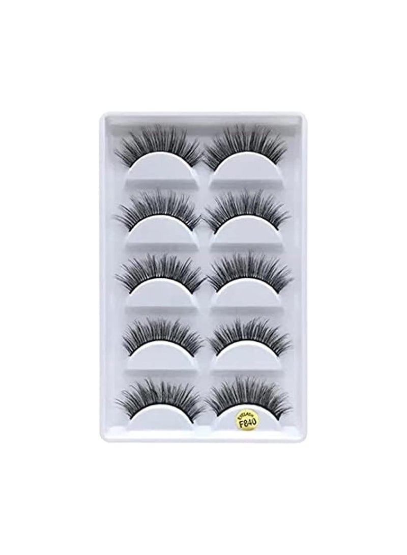 أوريتي رموش صناعية من OriTi Scent House، رموش صناعية ثلاثية الأبعاد من فرو المنك الصناعي، مصنوعة يدويًا، سميكة ومتقاطعة، رموش صناعية سوداء طبيعية رقيقة طويلة وناعمة قابلة لإعادة الاستخدام (5 أزواج) (F840) - Image 5