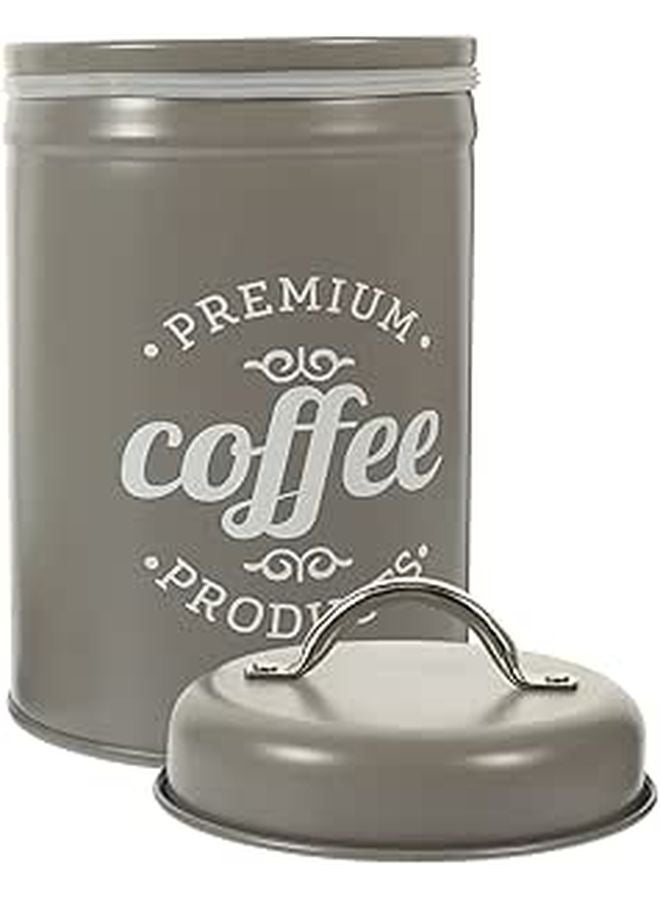Vintage Grey Metal Airtight Coffee Tea Storage Container 1 2L Kitchen Canister - Image 1