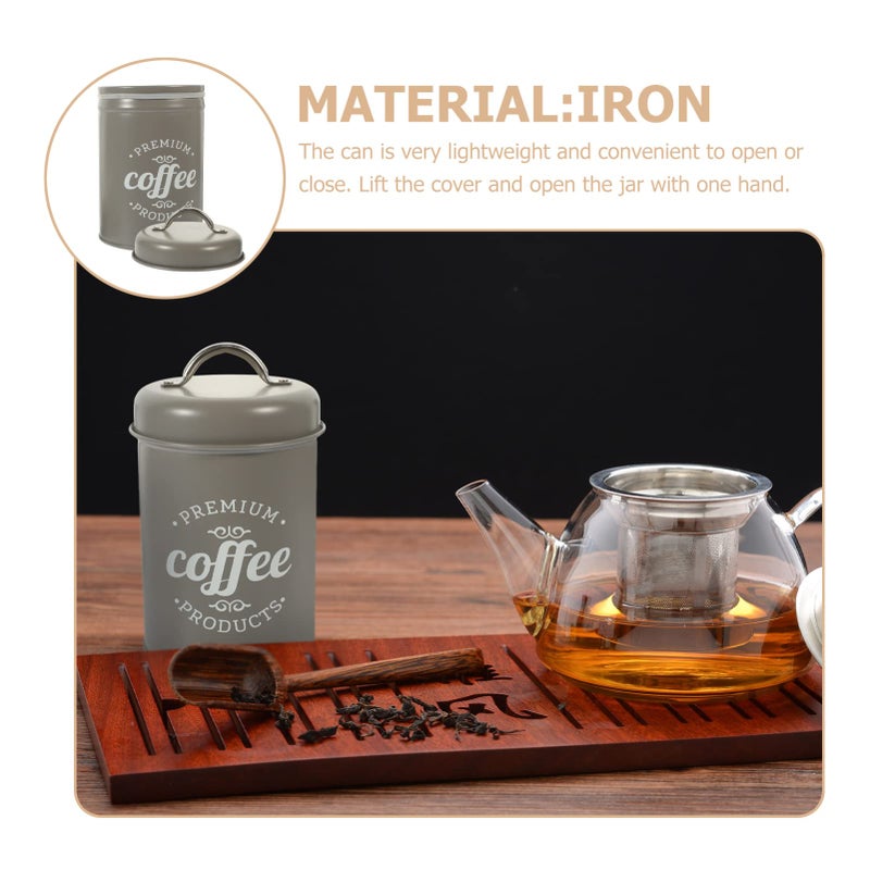 Vintage Grey Metal Airtight Coffee Tea Storage Container 1 2L Kitchen Canister - Image 5