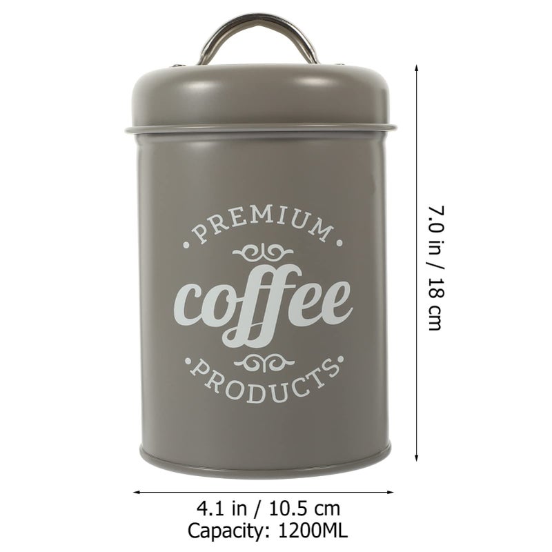 Vintage Grey Metal Airtight Coffee Tea Storage Container 1 2L Kitchen Canister - Image 3