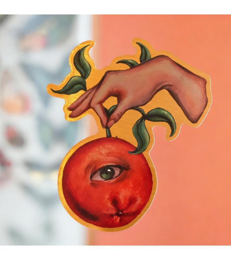 Orange Surreal Vinyl Laptop Sticker 1pc High Quality Multipurpose - Image 1