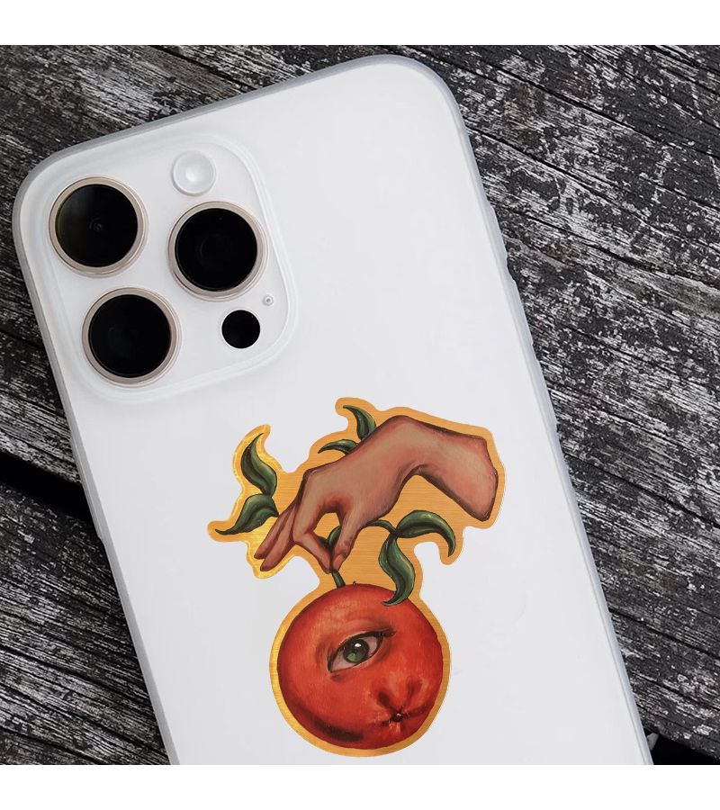 Orange Surreal Vinyl Laptop Sticker 1pc High Quality Multipurpose - Image 4