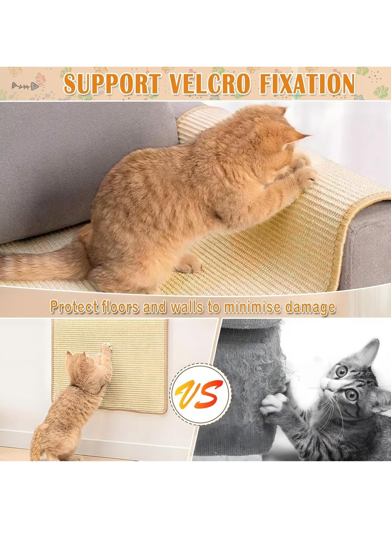 إيفرين لوح خدش القطط، مكون من قطعتين، مع إبزيم لاصق، مصنوع من السيسال الطبيعي، مما يساعد القط في برد أظافره، ملائم للأرائك والسجاد والجدران، بحجم 60 × 40 سم - Image 2