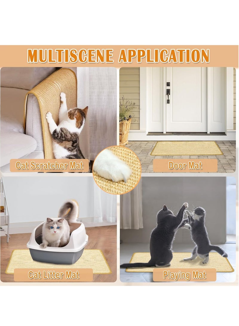 إيفرين لوح خدش القطط، مكون من قطعتين، مع إبزيم لاصق، مصنوع من السيسال الطبيعي، مما يساعد القط في برد أظافره، ملائم للأرائك والسجاد والجدران، بحجم 60 × 40 سم - Image 4