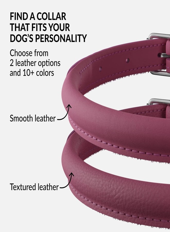 CollarDirect Rolled Leather Dog Collar, Soft Padded Round Puppy Collar, Handmade Genuine Leather Collar Dog Small Large Cat Collars 13 Colors (8-11 Inch, Pink Smooth) - Image 5